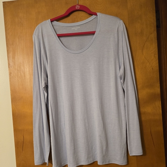 Eileen Fisher Soft Blue Silk Blend Scoopneck Long Sleeved Top Size XL - Picture 1 of 4